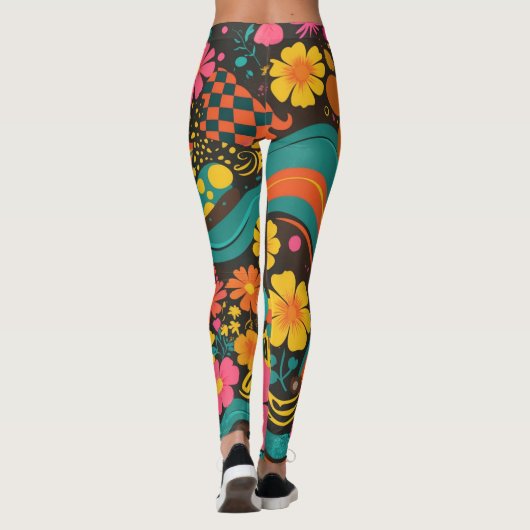 Groove Waves 70s Psychedelic Line Pattern Leggings (Achterkant)