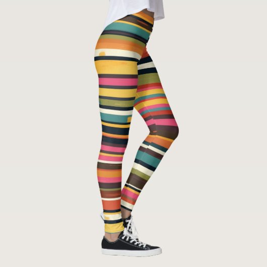 Groove Waves 70s Psychedelic Line Pattern Leggings (Rechts)