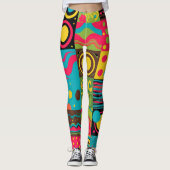 Groove Waves 70s Psychedelic Line Pattern Leggings (Voorkant)