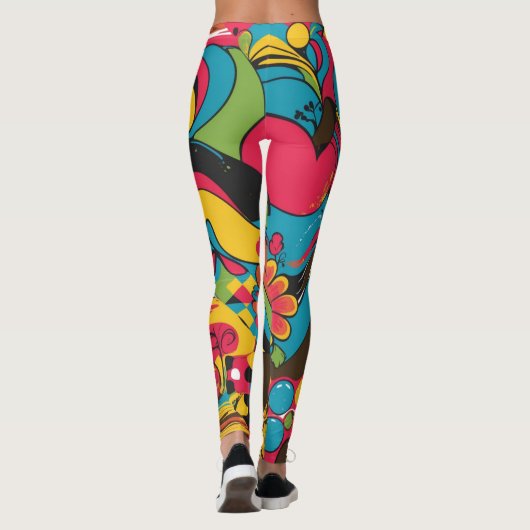Groove Waves 70s Psychedelic Line Pattern Leggings (Achterkant)