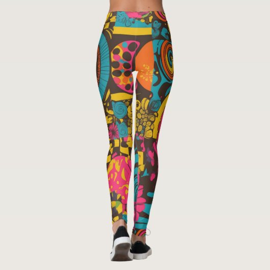 Groove Waves 70s Psychedelic Line Pattern Leggings (Achterkant)