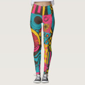 Groove Waves 70s Psychedelic Line Pattern Leggings (Voorkant)
