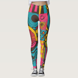Groove Waves 70s Psychedelic Line Pattern Leggings