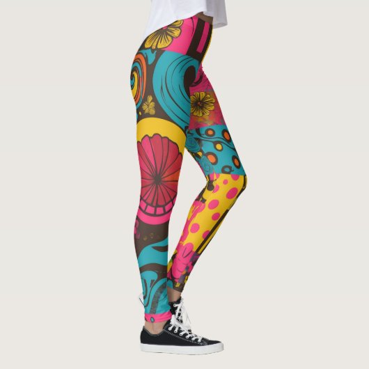 Groove Waves 70s Psychedelic Line Pattern Leggings (Rechts)