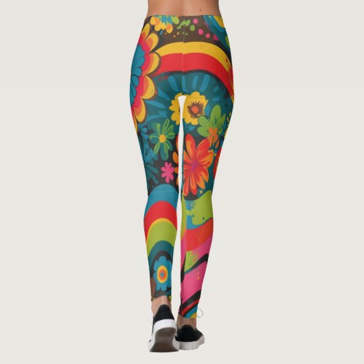 Groove Waves 70s Psychedelic Line Pattern Leggings (Achterkant)
