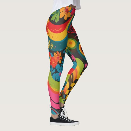 Groove Waves 70s Psychedelic Line Pattern Leggings (Rechts)