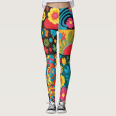 Groove Waves 70s Psychedelic Line Pattern Leggings (Voorkant)