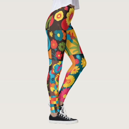 Groove Waves 70s Psychedelic Line Pattern Leggings (Rechts)