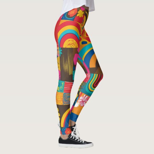 Groove Waves 70s Psychedelic Line Pattern Leggings (Rechts)