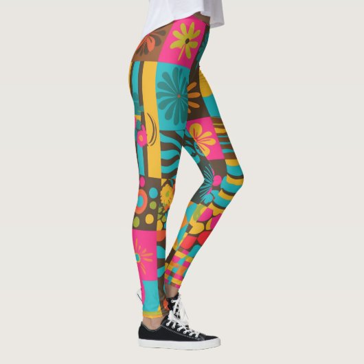 Groove Waves 70s Psychedelic Line Pattern Leggings (Rechts)