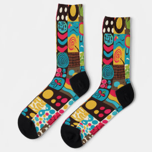 Groove Waves 70s Psychedelic Line Pattern Sokken