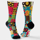 Groove Waves 70s Psychedelic Line Pattern Sokken (Gebogen)