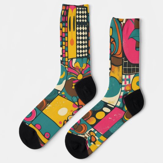 Groove Waves 70s Psychedelic Line Pattern Sokken (Links)