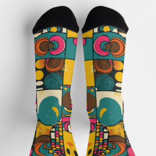 Groove Waves 70s Psychedelic Line Pattern Sokken