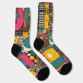 Groove Waves 70s Psychedelic Line Pattern Sokken (Rechts)