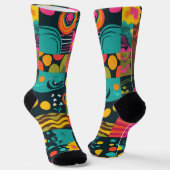 Groove Waves 70s Psychedelic Line Pattern Sokken (Gebogen)