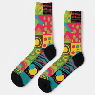 Groove Waves 70s Psychedelic Line Pattern Sokken