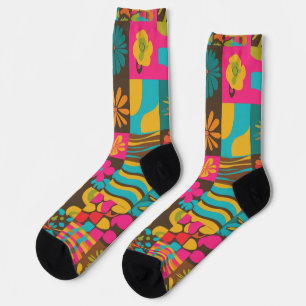 Groove Waves 70s Psychedelic Line Pattern Sokken