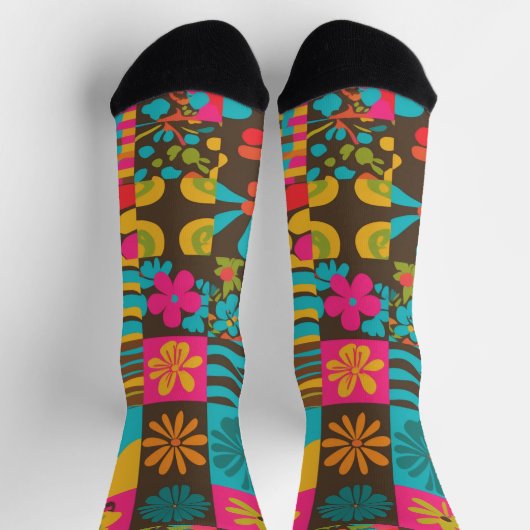 Groove Waves 70s Psychedelic Line Pattern Sokken (Top)