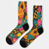 Groove Waves 70s Psychedelic Line Pattern Sokken (Links)