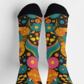 Groove Waves 70s Psychedelic Line Pattern Sokken (Top)