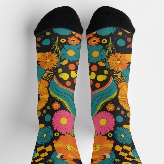 Groove Waves 70s Psychedelic Line Pattern Sokken (Top)