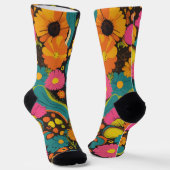 Groove Waves 70s Psychedelic Line Pattern Sokken (Gebogen)