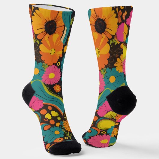 Groove Waves 70s Psychedelic Line Pattern Sokken (Gebogen)