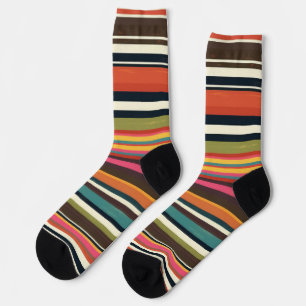 Groove Waves 70s Psychedelic Line Pattern Sokken