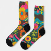 Groove Waves 70s Psychedelic Line Pattern Sokken (Links)