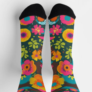 Groove Waves 70s Psychedelic Line Pattern Sokken