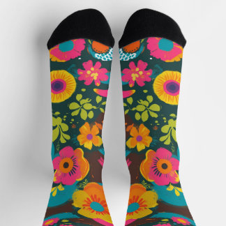 Groove Waves 70s Psychedelic Line Pattern Sokken