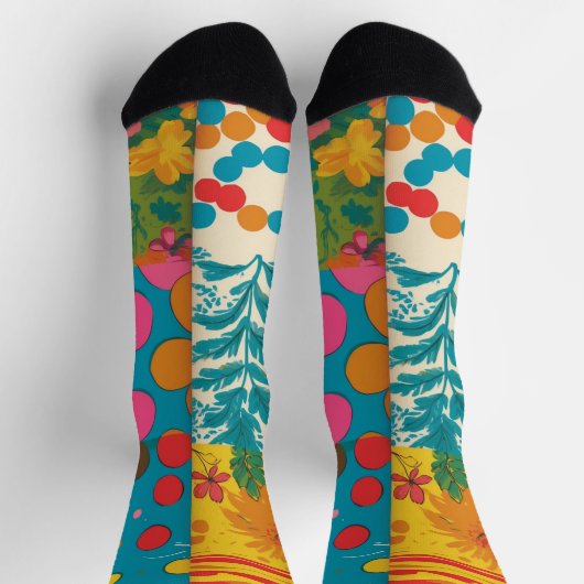 Groove Waves 70s Psychedelic Line Pattern Sokken (Top)