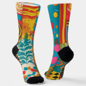 Groove Waves 70s Psychedelic Line Pattern Sokken (Gebogen)