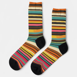 Groove Waves 70s Psychedelic Line Pattern Sokken