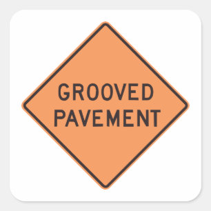 Grooved Pavement Road Sign Vierkante Sticker