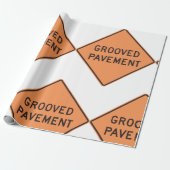 Grooved Pavement Road Sign Wrapping Paper Cadeaupapier (Uitgerold)