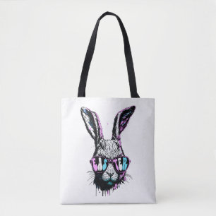 Groovi konijn konijnengezicht met zonnebril Pasen Tote Bag