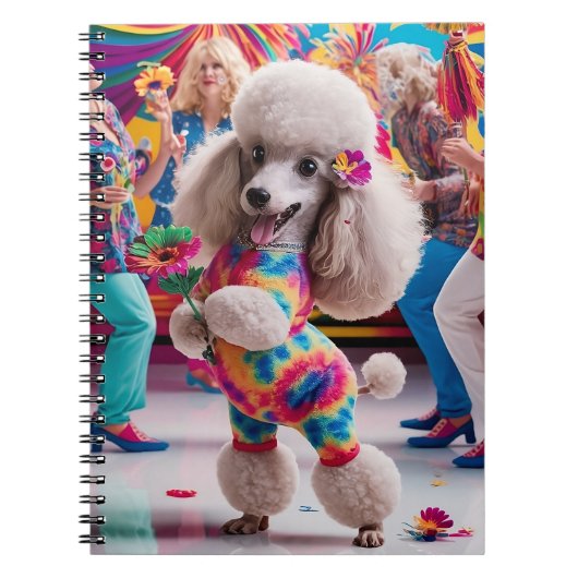 Groovie Hippie 60s Poodle Dancing in the Disco Notitieboek (Voorkant)