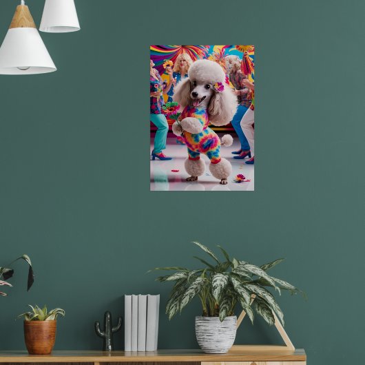 Groovie Hippie 60s Poodle Dancing in the Disco Poster (Woonkamer 1)
