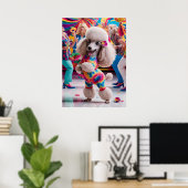 Groovie Hippie 60s Poodle Dancing in the Disco Poster (Thuiskantoor)