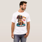 Groovin Paws - Teckel Muziek T-shirt (Voorkant volledig)