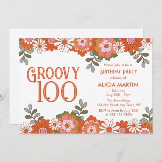 Groovy 100 Classic Hippie Flora Leaf Verjaardag Kaart (Voorkant / Achterkant)