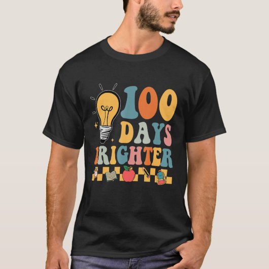Groovy 100 dagen Brighter Hippie Teacher 100th Day T-shirt (Voorkant)