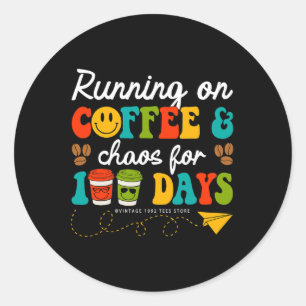 Groovy 100 dagen koffie en chaos leraar 100 da ronde sticker