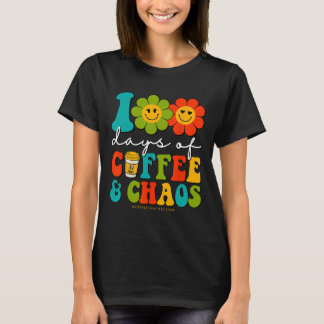 Groovy 100 dagen koffie en chaos leraar 100 da t-shirt