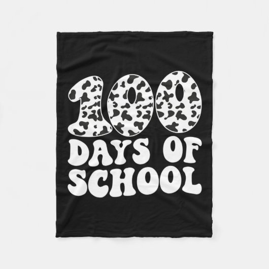 Groovy 100 dagen van de school Koe Print 100e dag Fleece Deken (Voorkant)