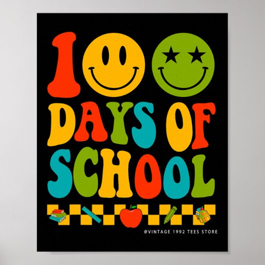 Groovy 100 dagen van school leerling leraren Kinde Poster (Voorkant)