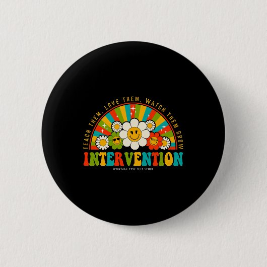Groovy 100 dagen van school leraar interventie Squ Ronde Button 5,7 Cm (Voorkant)