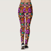 Groovy 1960's geïnspireerde bloemen en medailles leggings (Achterkant)